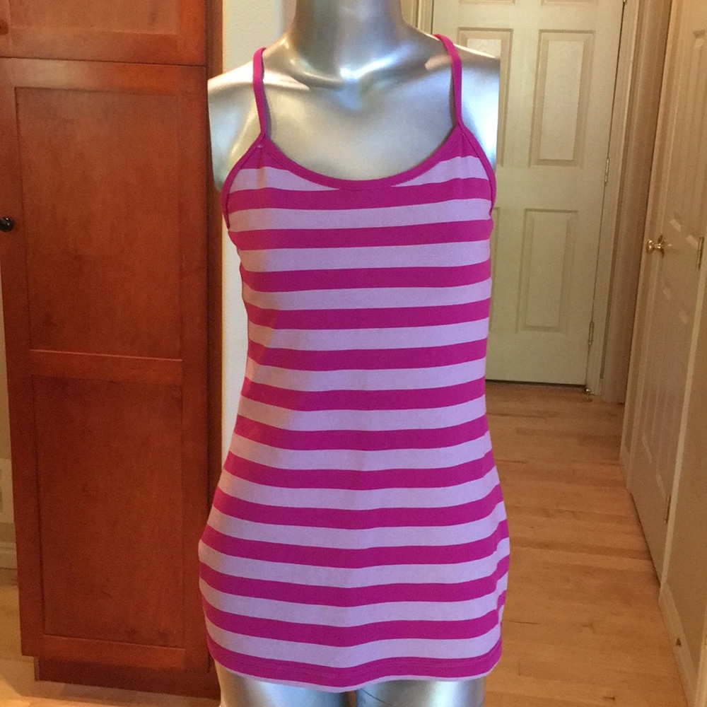 Lululemon Power Y Tank *Luon Micro Macro Stripe Raspberry / Raspberry - Picture 4 of 12
